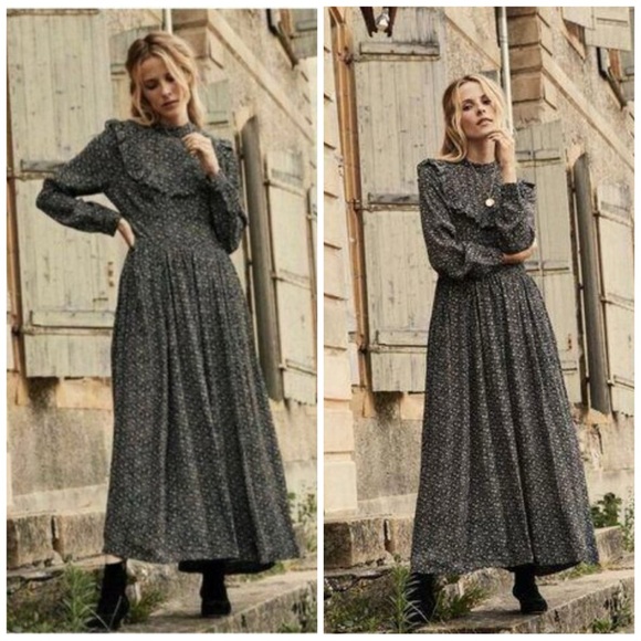 DÔEN Hawthorne Black Dress in Ink Maple Garden - Picture 9 of 9